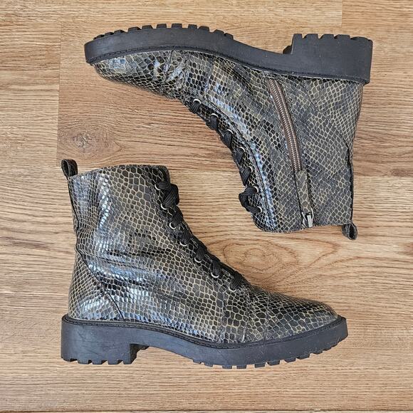 Linea Paolo Snakeskin Print Lace Up Combat Boots / size 6‎ - Picture 1 of 7